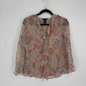 Vintage 90s y2k silk top small S sheer floral mssioni fairy cottage renaissance